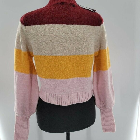 Wild Fable Cardigan Sweater Multicolor Striped Cropped Full Button Womens - Picture 5 of 9